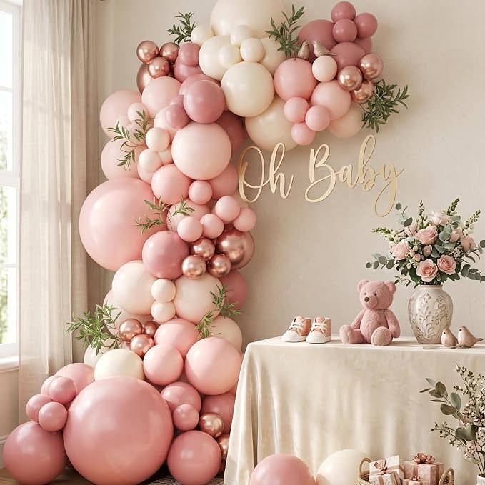 Dusty Pink Balloon Arch Kit for Baby Shower Birthday Decorations | Mauve - Image 6