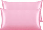 NTBAY 2 Pack Satin King Pillowcases for Hair and Skin, Luxurious and Silky Pillow Cases with Envelope Closure, 20x40 Inches, Pink