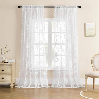 White Lace Curtains 84 Inches Long - Image 2