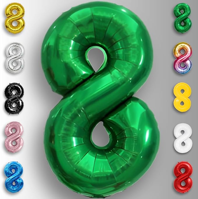 Green Number Balloon 8 Mylar Foil Balloons 16 Inch - Image 4