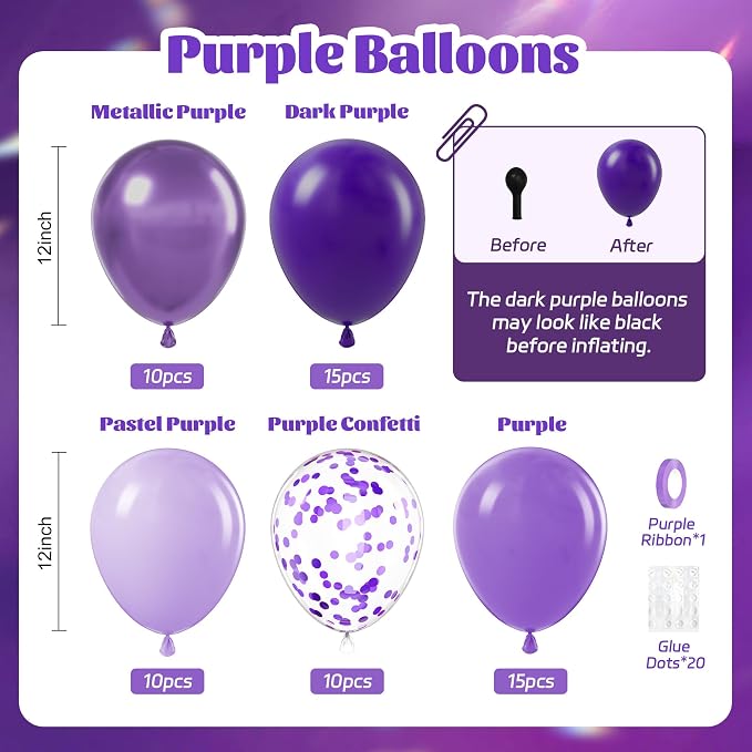 60pcs Purple Balloons 12inch - Image 2