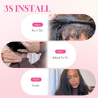 WOWANGEL Kinky Curly Half Wig Human Hair 180% Density Flexi-Fit Invisi 3 in 1 Wigs Flip Drawstring Wig Glueless Wear and Go Headband Wig 100% Human Hair for Women, Natural Black, 22 Inch