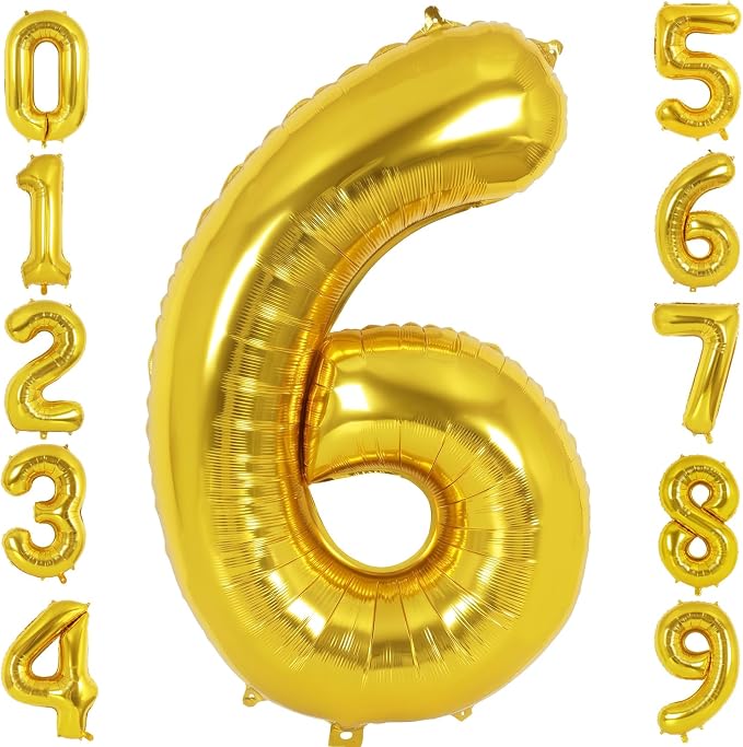 40 Inch Gold Number 6 Foil Balloon by TNCDJKPA