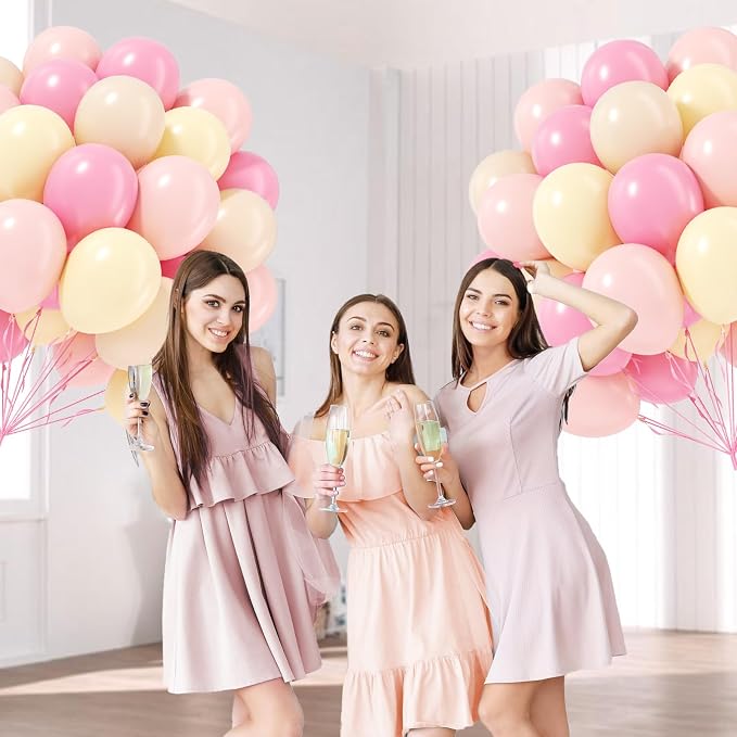 60pcs Pink and Yellow Balloons 12inch, - Image 5