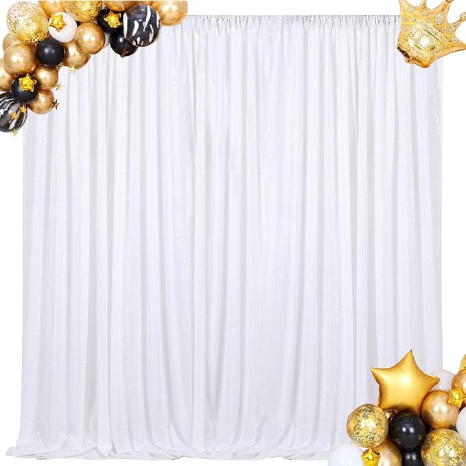 White Sequin Backdrop Curtain 7ft x 7ft Party Backdrop - Image 9