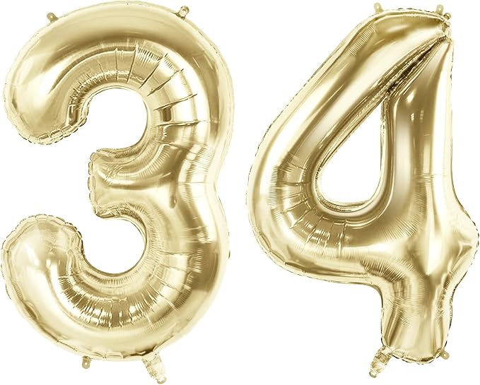 Number 34 Balloons for 34th Birthday Party Decorations, 40 Inch 0-100 by Joycard