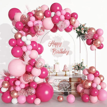 CANREVEL 125Pcs Pink Balloon Garland Arch Kit, Hot Pink Metallic Rose Gold by CANREVEL