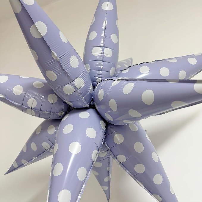 2Pcs Purple Macaron Polka Dot Explosion Pointed Star Foil Balloons/Candy Color - Image 3