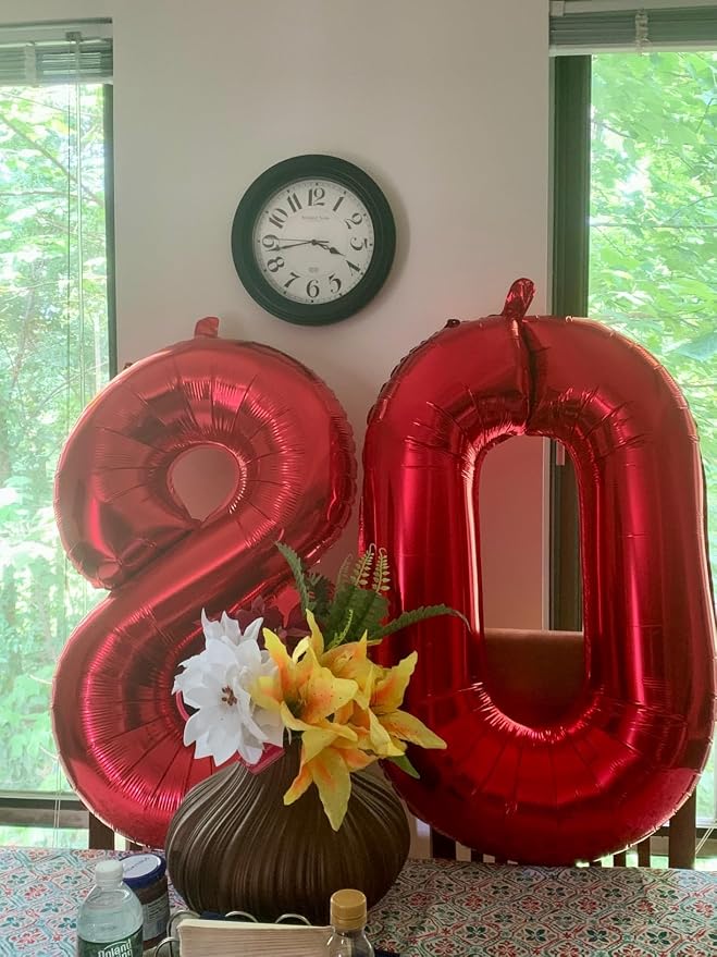 9 Balloon Numbers Birthday Decorations, 40In Red Balloons - Image 4