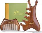 4-in-1 Gua Sha Tool with Mini Travel Small Massage Comb Set, Christmas Gifts for Women, Wooden Face & Body Massager Tool – Lymphatic Drainage, Jawline Sculpting, Head Scalp Massager Hair Growth