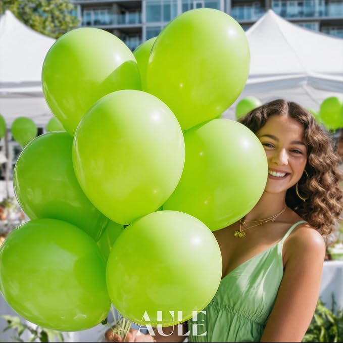 AULE 50Pcs Latex 12 Inch Lime Green Balloons | Happy Birthday Fruit Theme - Image 3