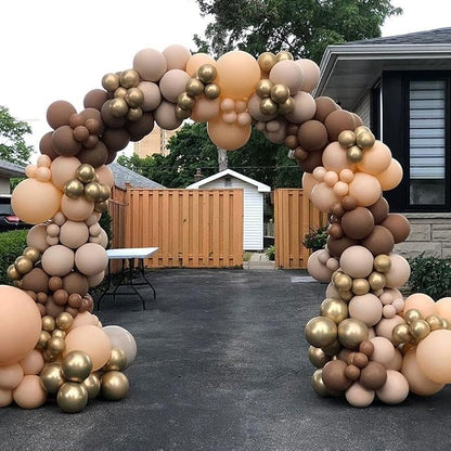 HILAVO Brown Gold Balloons, 12 inch Double Stuffed Brown Gold and Cream Beige - Image 5
