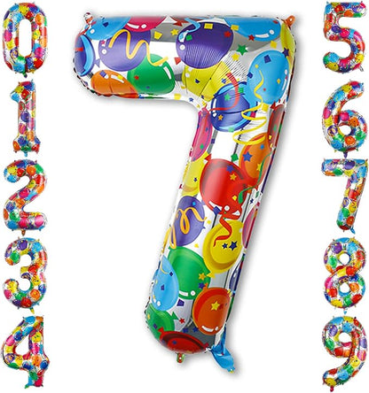 Rainbow Number 7 Balloon 40 Inch, Colorful Foil Number by Unknown