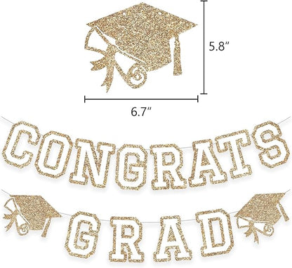 Congrats Grad Banner Graduation Party Banner Decoration Hanging Garland High - Image 2