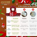 Premium Christmas Red Hair Clips for Women, Christmas Hair Claw Clips for Girls, Original Italian Designed Strong Hold No Slip Claw Clip with Gift Box SANTA SMILES-L