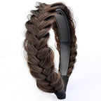 DIGUAN Wide Messy Braided Headband With Teeth Synthetic Hair Plaited Headband High Elasticity Braids Chunky Fishtail Braided Hair Band Hairpiece for Girls Women Beauty Accessory (Copper Brown)