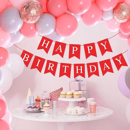 Hooqict Red Happy Birthday Banner Sign - Image 3