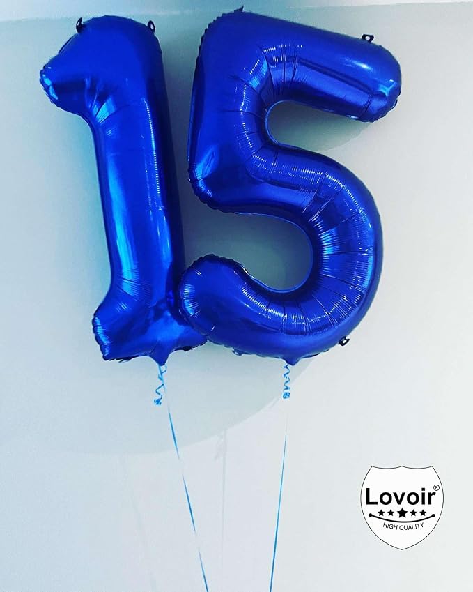 Navy Blue 15 Number Balloons, 40 Inch Giant Number 15 Balloons Foil Mylar - Image 3
