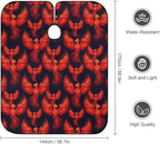Women Red Fire Flame Bird Black Hair Salon Cutting Cape, Large Long Hairdressing Apron for Home Stylists, Haircut Tools