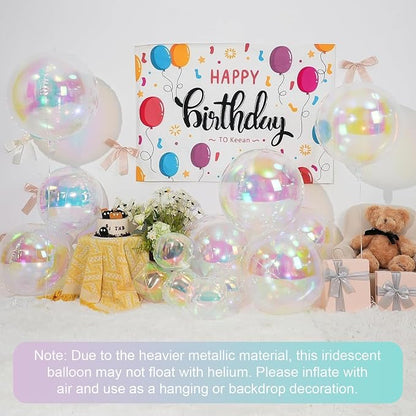 12Pcs Iridescent Round Foil Balloons, Holographic Balloons - Image 6