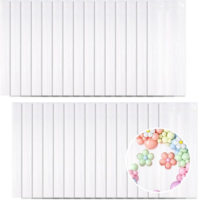 30 Pack White Foil Fringe Curtain Backdrop, 3.3x8.2 Feet Metallic Tinsel by LITLANDSTAR