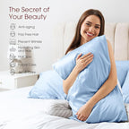 100% Silk Pillow Cases 2 Pack Standard Size Mulberry Silk Pillowcase for Hair and Skin Set of 2 Highest Grade 6A Silk Soft Breathable Cooling with Hidden Zipper, Sky Blue