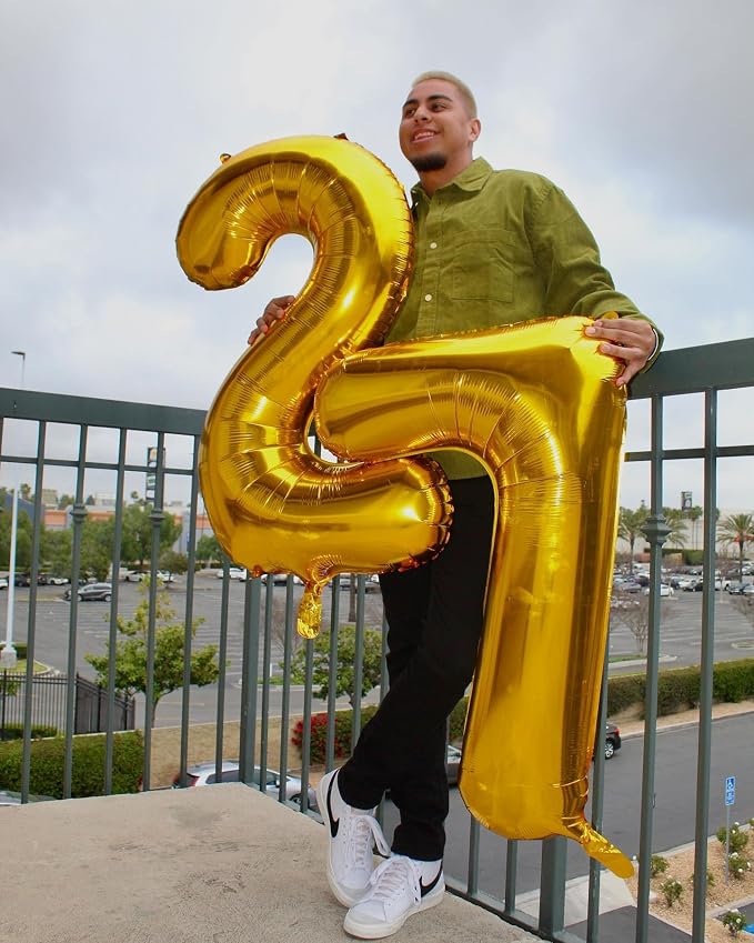 Gold 7 Balloon - Number Balloon 40 Inch, 7th Gold Birthday Decorations | Giant - Image 4