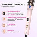 K&K 1.7 Inch Cool-AIR TECH Hair Styling Tool Bounce Brush, Heated Thermal Round Brush with Negative Ion Technology, Multiple Heat Settings for Blowout Look with Hair Care (Pink, 1.7 Inch)