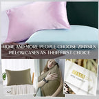 ZIMASILK 100% Pure Mulberry Silk Pillowcase for Hair and Skin Health,Soft and Smooth,Both Sides Premium Grade 6A Silk,600 Thread Count,with Hidden Zipper,1pc (King 20''x36'',Olive Grey)