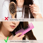 One large, one small, two-piece Wide Tooth Comb，No Handle Detangler Accessories，Large Hair Detangling Comb for Curly, Straight,Wet Dry Hair(Lavender Pink,Rose Red)