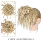 HMD Tousled Updo Messy Bun Hair Piece Hair Extension Ponytail With Elastic Rubber Band Updo Bun Synthetic Hairpieces for Women
