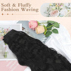 Clip in Hair Extensions, 20 Inch Black Wavy Hair Extensions Clip Ins for Women (4PCS Curly)