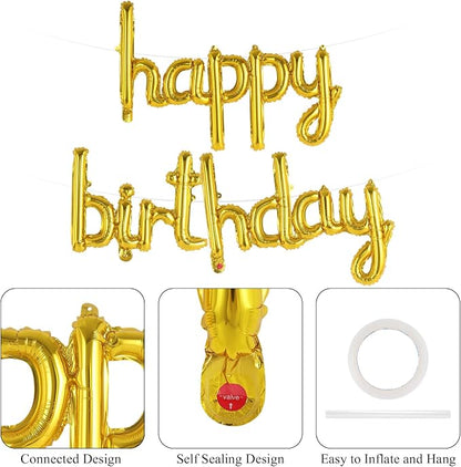 Happy Birthday Balloons Banner Foil Letters Balloons Connected, Personalized - Image 6