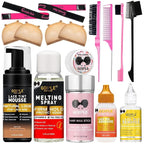Lace Tint Lace Melting Hair Mousse for Women's Wigs and Hairpieces - Natural Finishing Tint Spray Tool Set (Medium Brown)