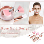 23 Pcs Rose Gold Esthetician Supplies 3 Stainless Steel Facial Mask Mixing Bowls 3 Facial Fan Brushes 3 Flat Brushs Skincare Tray 3-Compartment Serving Tray 12 Compressed Facial Sponges for Skin Care