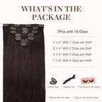 GOO GOO Clip in Hair Extensions Real Human Hair, Remy Human Hair Extensions Clip ins for Women, Natural Human Hair, 26inch 135g 7Pcs, 2A Light Brown