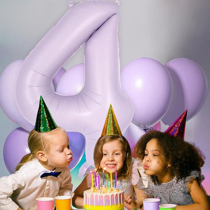 Light Purple Number 4 Balloon, 40 Inch Big Large Foil Helium Number Balloons - Image 5