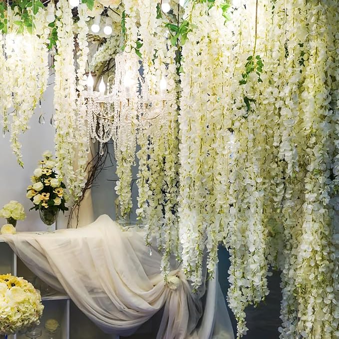Artificial Wisteria Hanging Flowers Fake Wisteria Flower Garland Silk Vines - Image 8