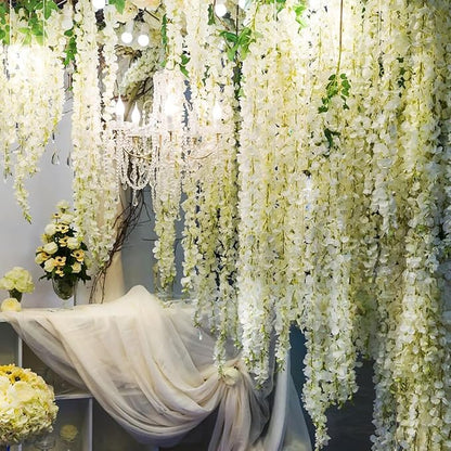 Artificial Wisteria Hanging Flowers Fake Wisteria Flower Garland Silk Vines - Image 8