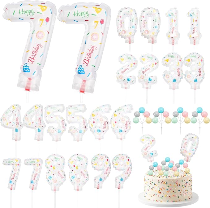 Gejoy 36 Pack 5 Inch Mini Number Balloons, Macarons Mini Balloon Numbers on by Gejoy