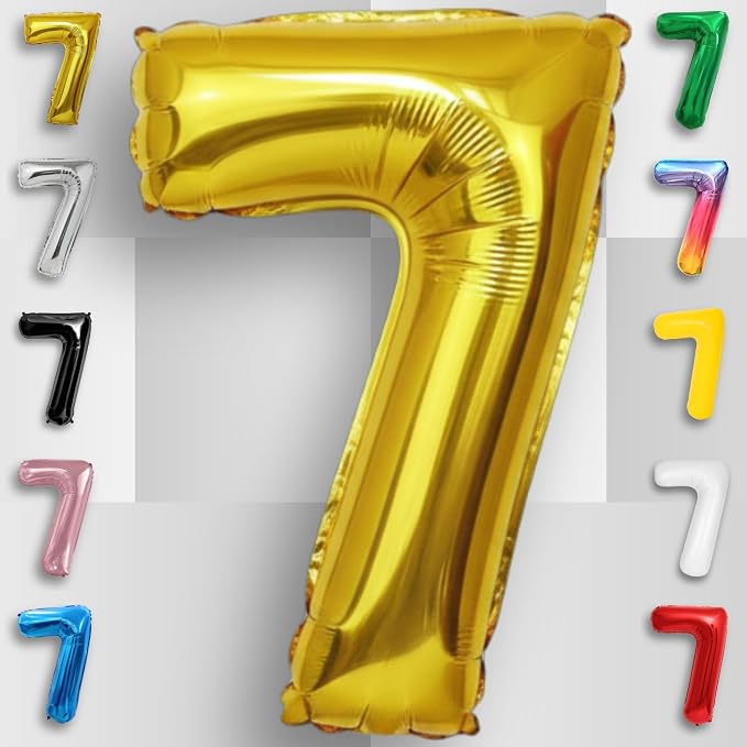 Gold Number Balloon 7 Mylar Foil Balloons 32 inch - Image 4