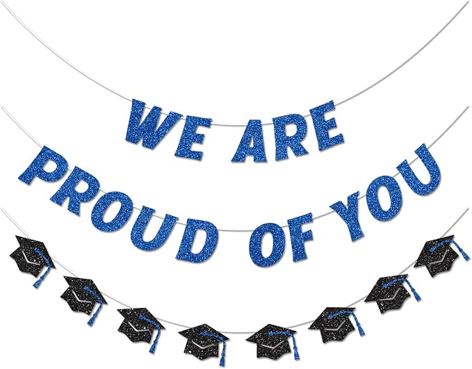 We Are So Proud of You Banner Pre-strung Blue Graduation Decorations Class of by Vofrise