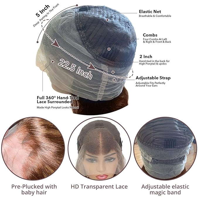 AMIRTY 250 Density 360 Lace Front Wigs Human Hair Pre Plucked Honey Blonde Body Wave Lace Front Wigs with Baby Hair Full 360 Glueless HD Transparent Lace Front Wigs for women 4/27