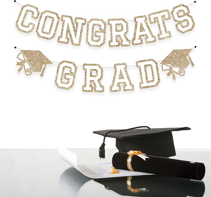 Congrats Grad Banner Graduation Party Banner Decoration Hanging Garland High - Image 3