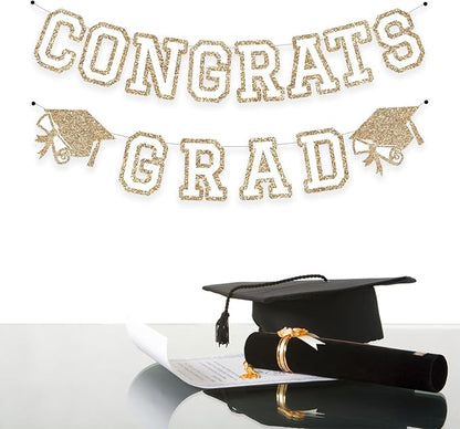 Congrats Grad Banner Graduation Party Banner Decoration Hanging Garland High - Image 3