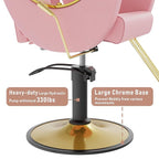 Barber Chair for Hair Stylist, Height Adjustable Hydraulic Hair Reclining Salon Chair, 360 Degrees Rotation, Multi-Function Shampoo Chair for Salon Barbershop (Modern Pink)