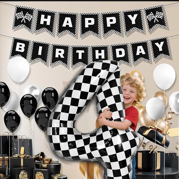 40 Inch Checkered Number Balloon - Image 3