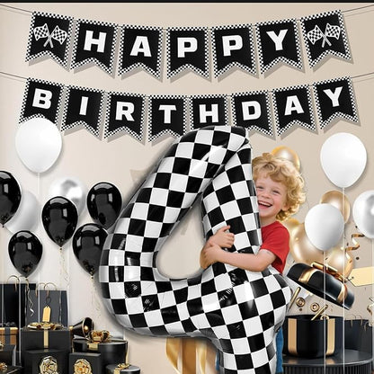40 Inch Checkered Number Balloon - Image 3
