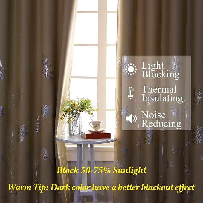 Silver Palm Tree Printed Curtains Light Blocking Curtains Thermal Insulated - Image 6