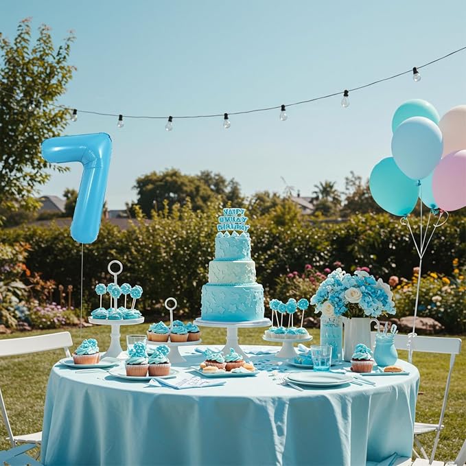 TONIFUL Number Balloon 16Inch 10 Pcs Baby Blue 0-9 Birthday Number Balloons | - Image 5